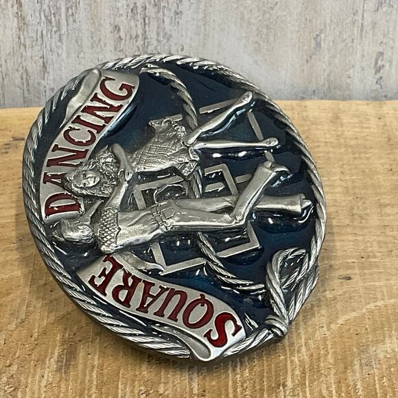 CJ Inc Square Dancing Belt Buckle Enamel Western Rope Framed Made in USA - Picture 6 of 6